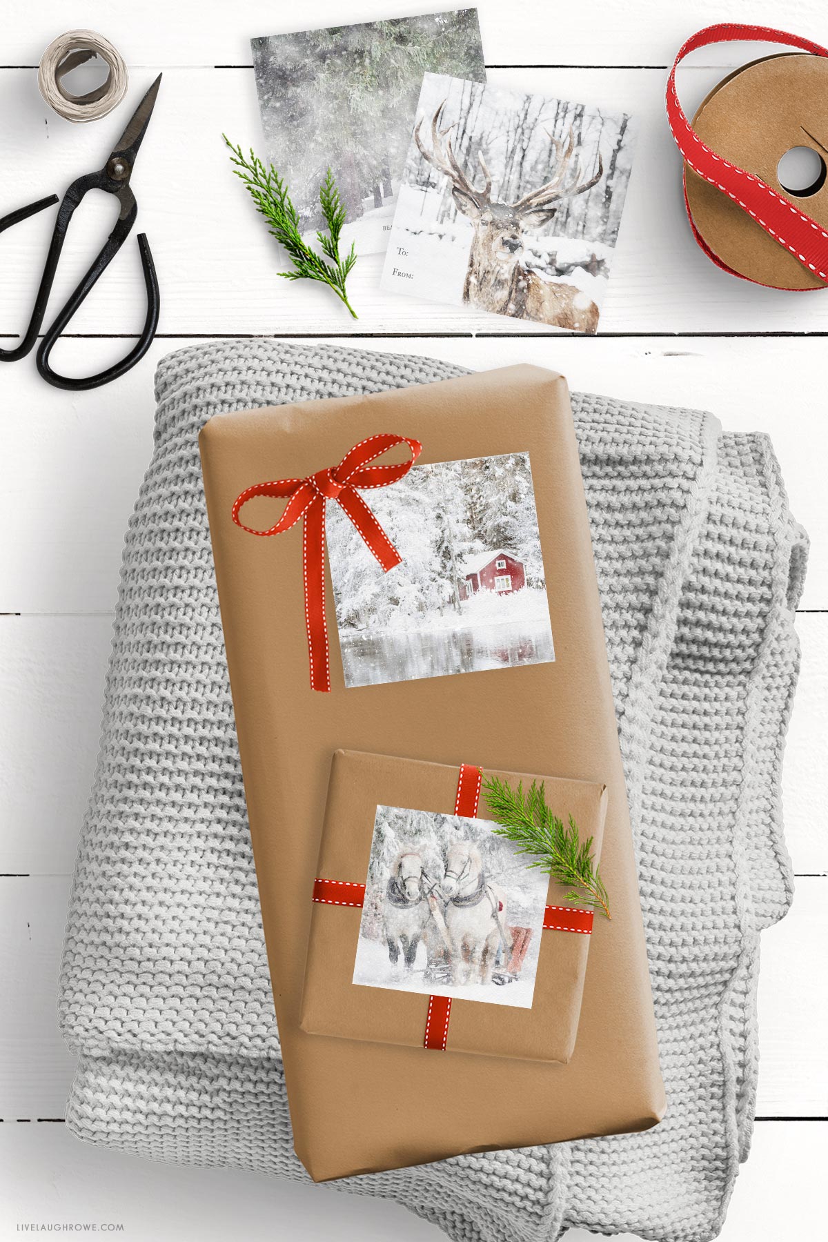 Winter Watercolor Gift Tags on Packages