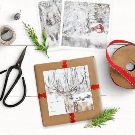 Small Gift Box with Winter Watercolor Tag