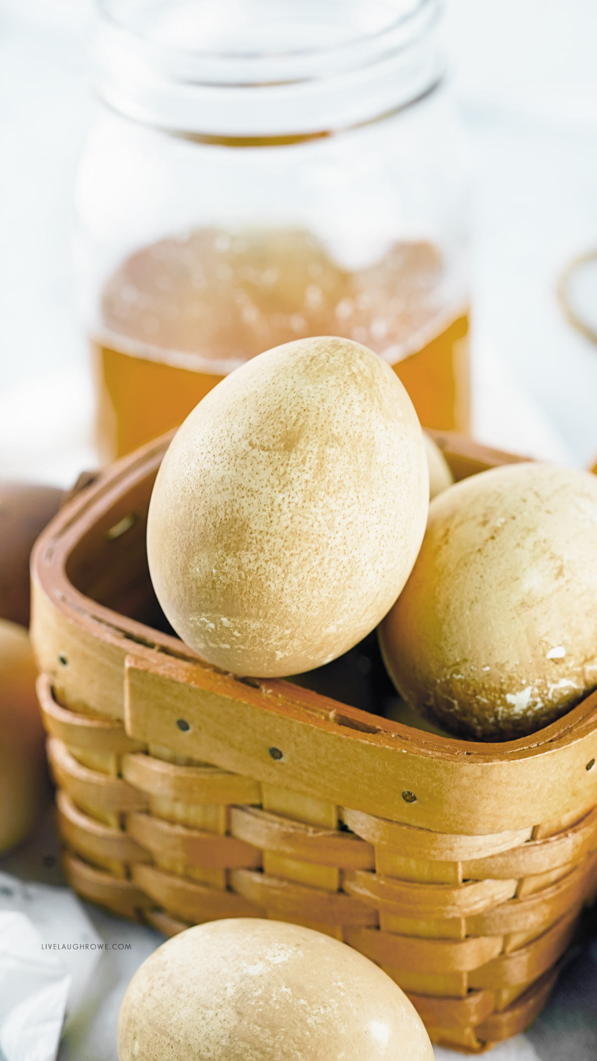 Tea Stained Eggs in a Basket