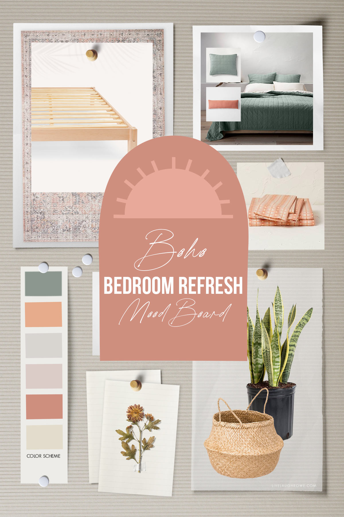 Boho Bedroom Refresh Mood Board Graphic