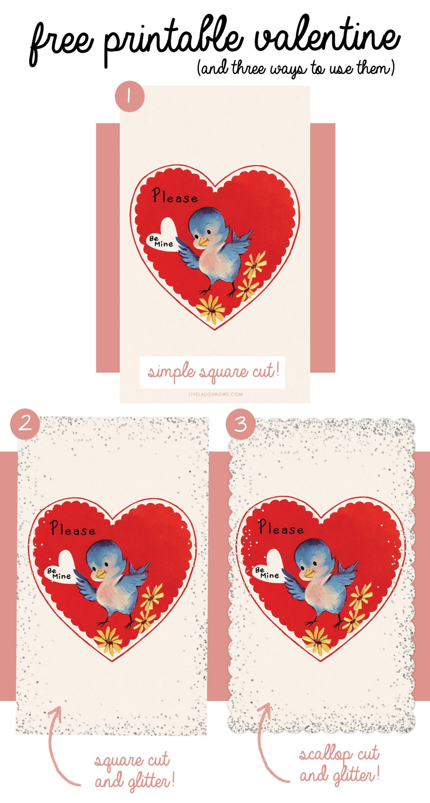 Vintage inspired Valentines with little Bluebird.