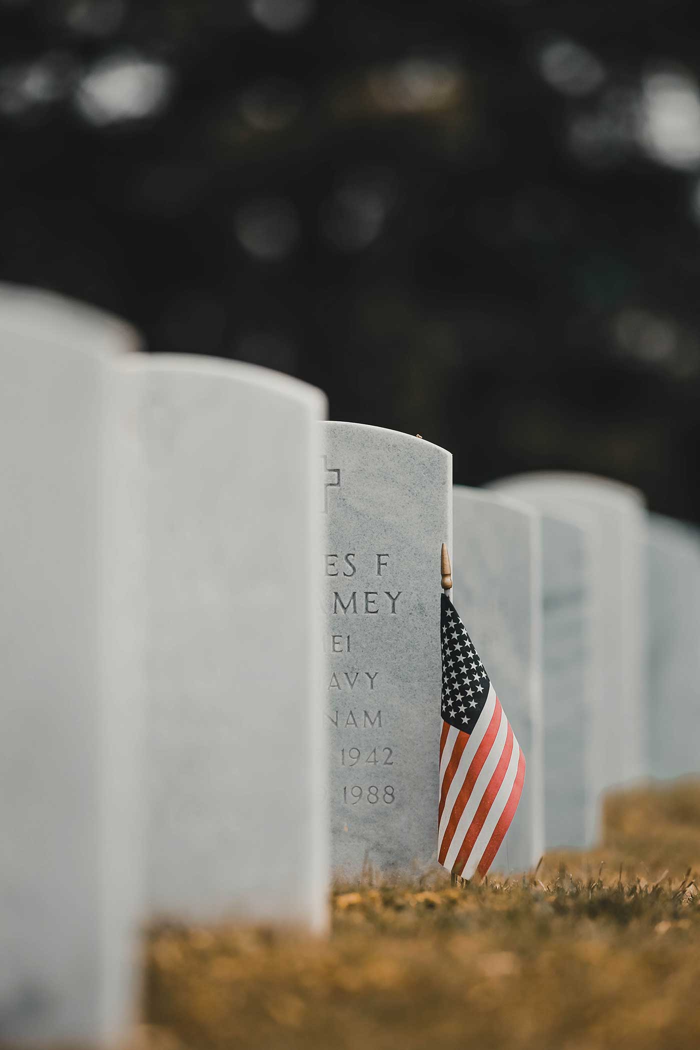 Graveside with American Flag.