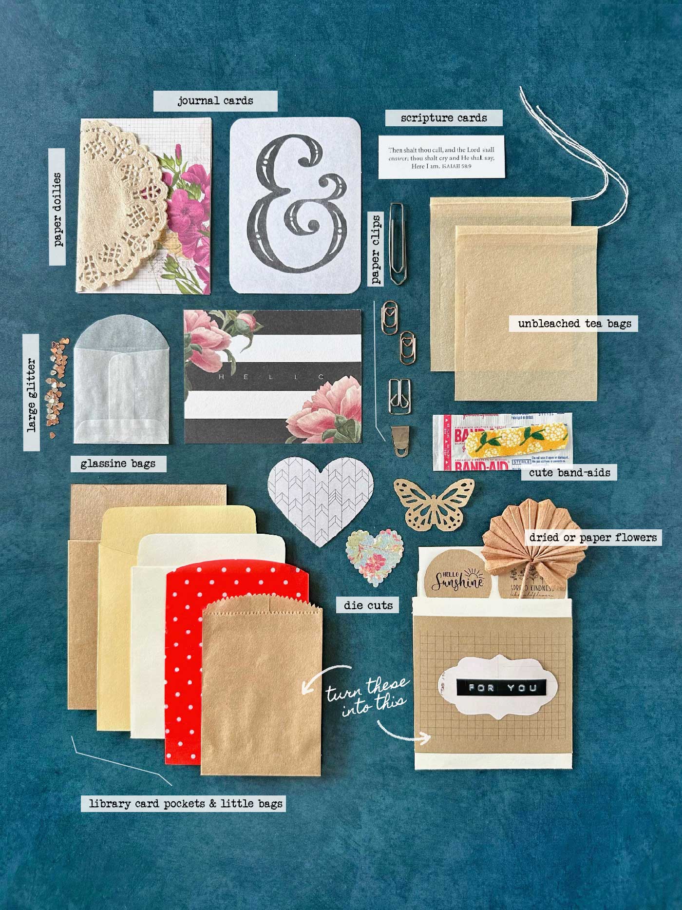 Collage of flat things for snail mail