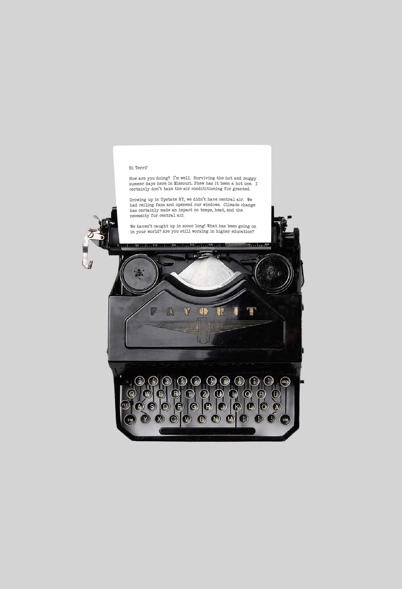 Typewriter with letter