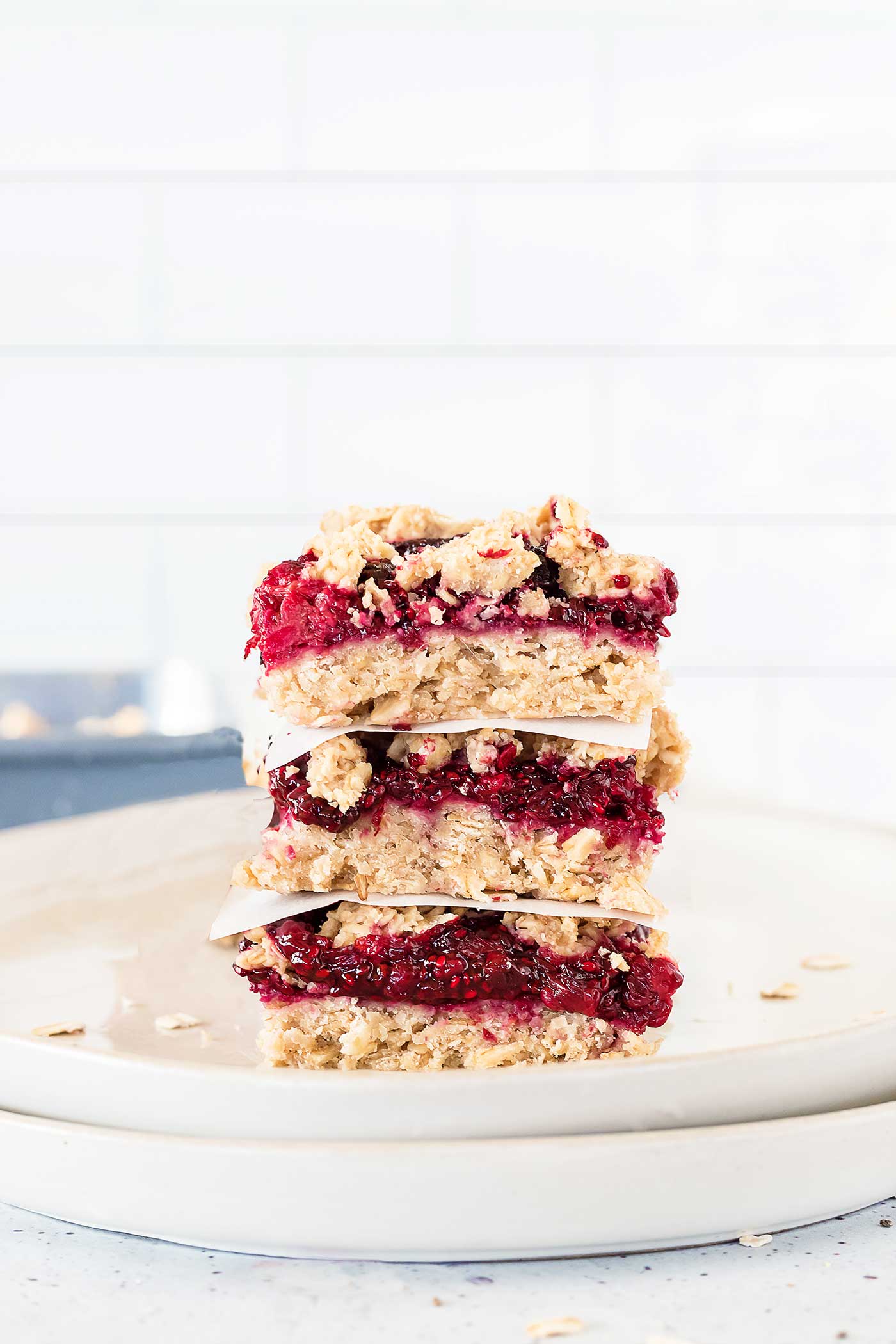 Stack of Oatmeal Bars with Blackberries