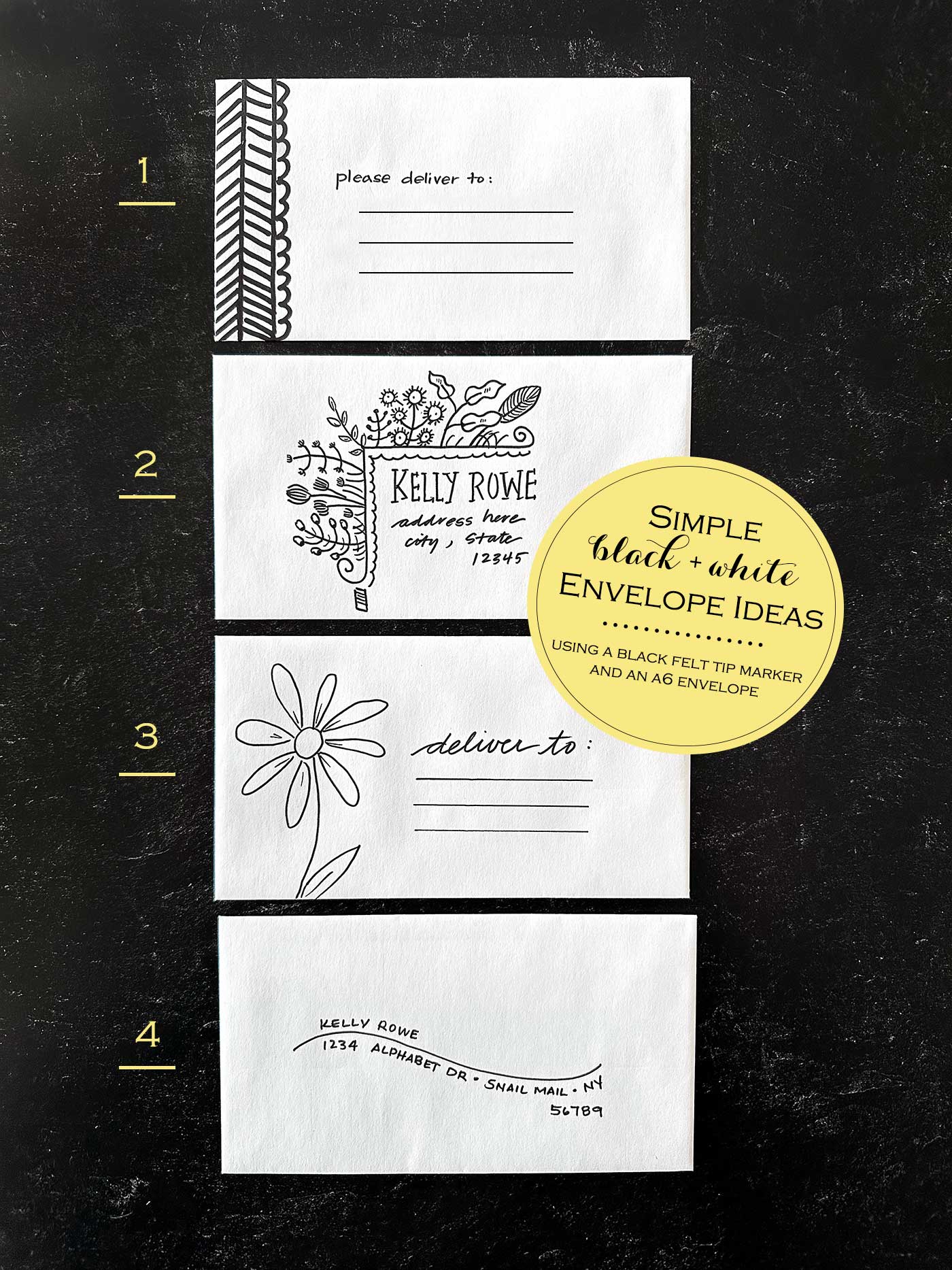 Decorating Envelopes with a simple black marker