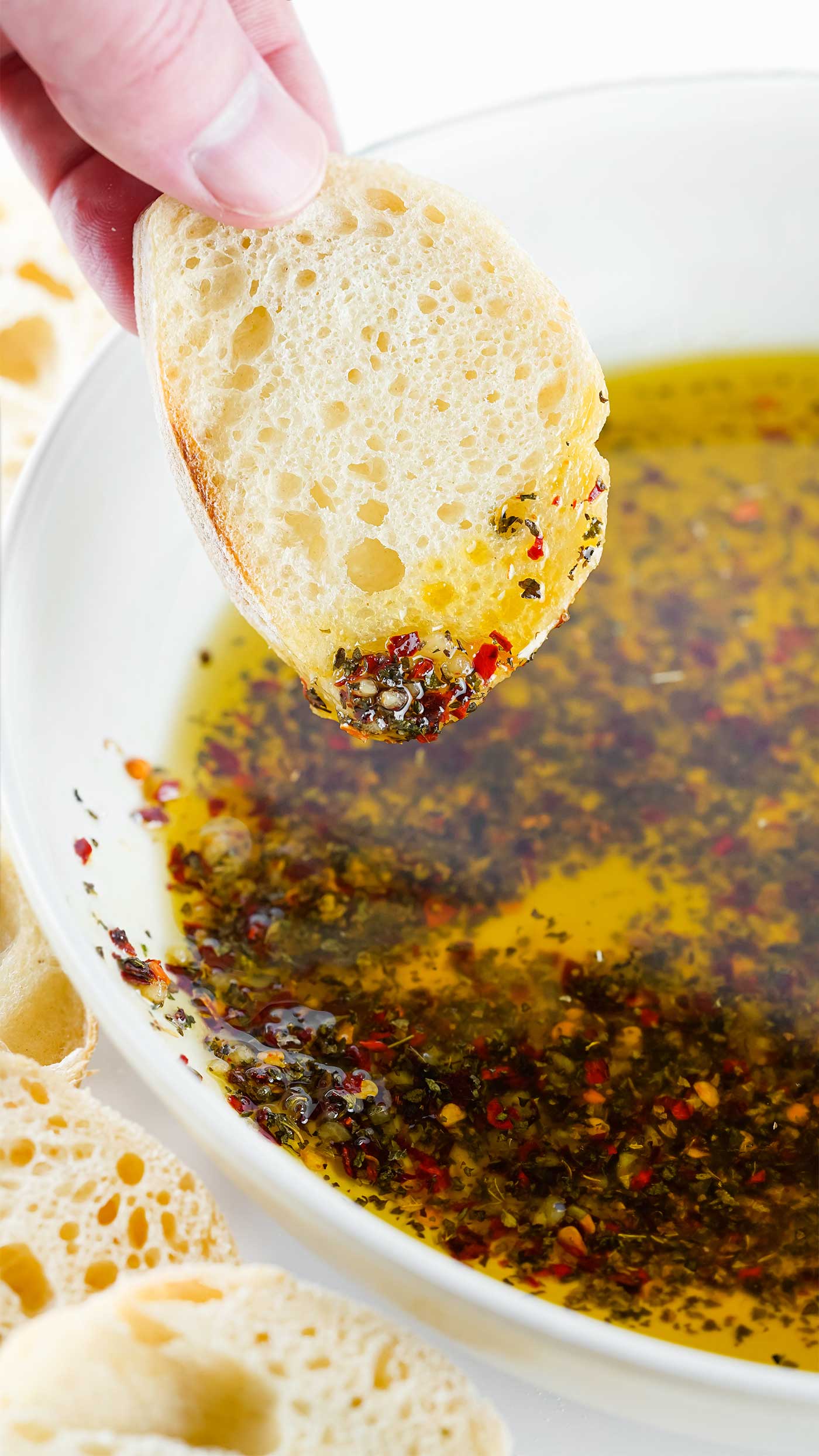 Slice of Bread in with seasoning and oil