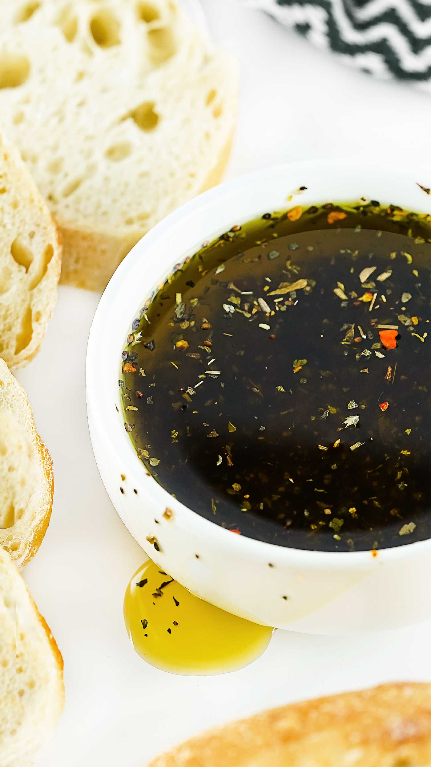 Bread Dipping Oil with bread slices