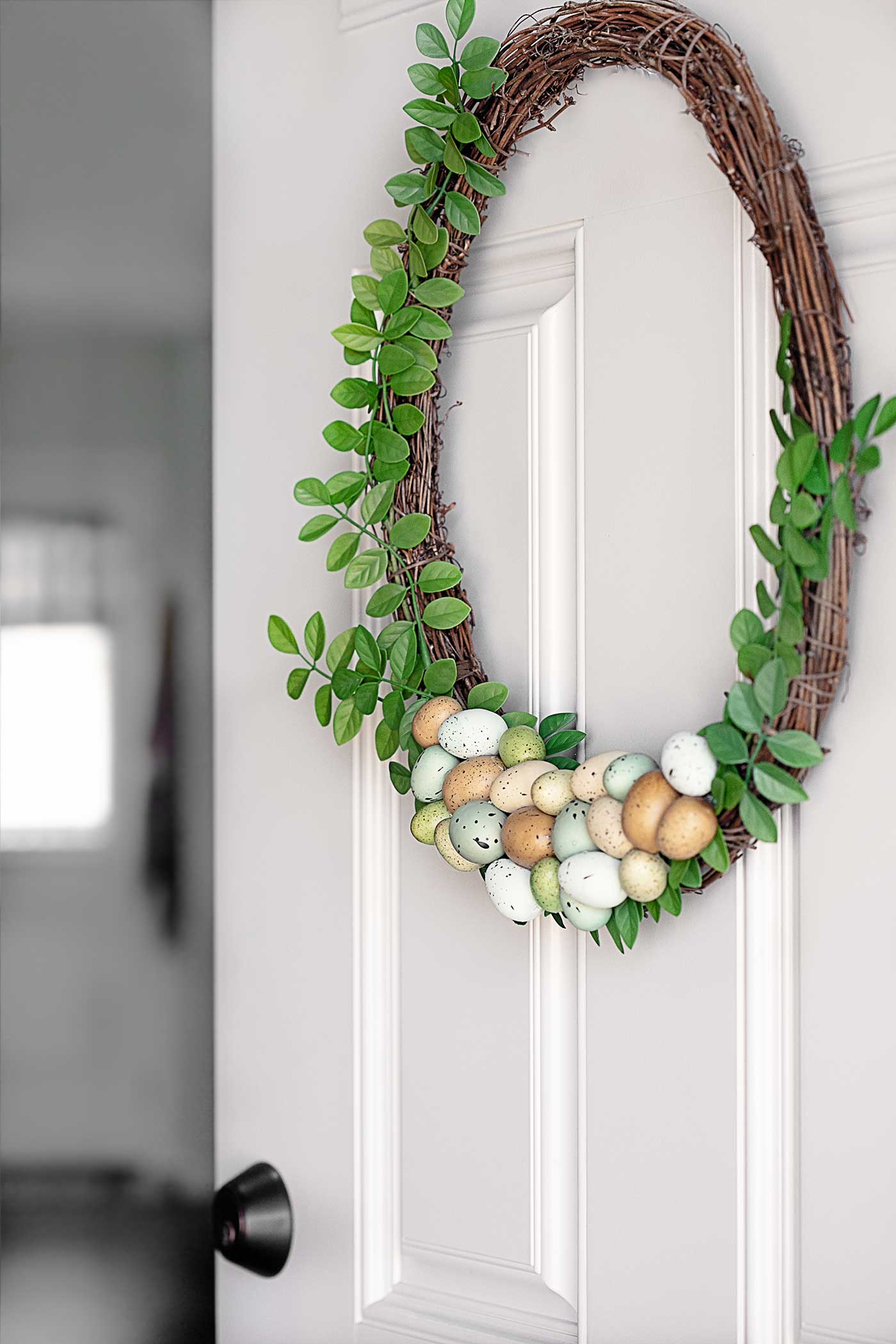 diy spring wreath on gront door