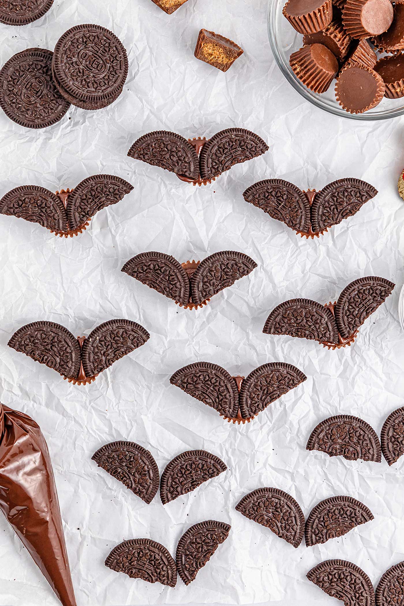 placing wings on reese's oreo bats