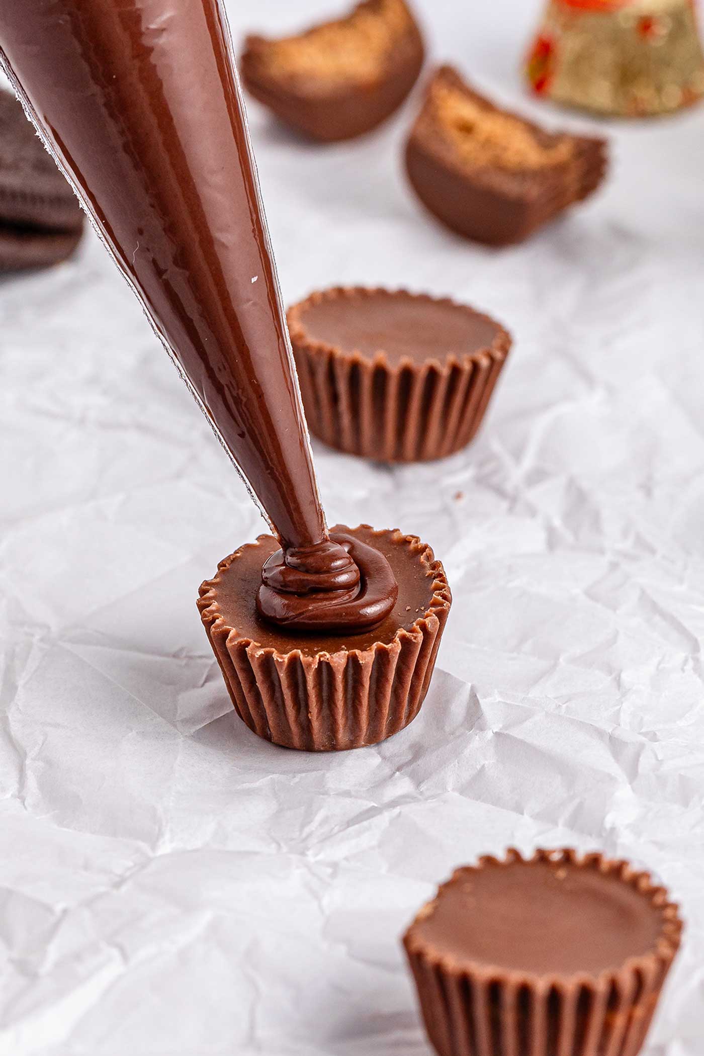 prepping chocolate for bat wings