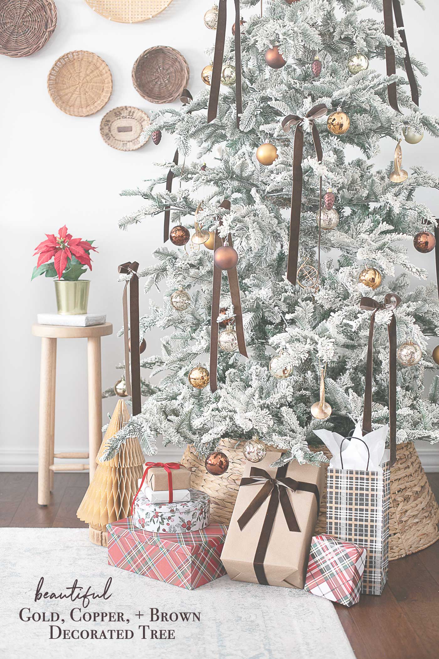 decorated christmas tree with gifts around the base