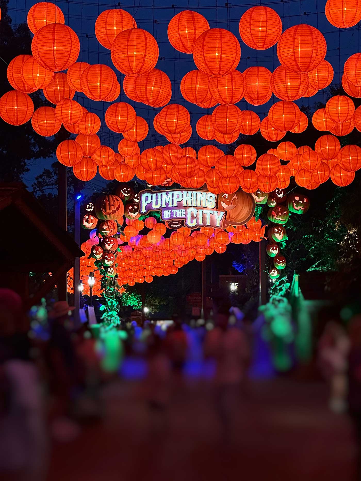 Orange Lanterns at Pumpkins in the City. Harvest Festival at Silver Dollar City.