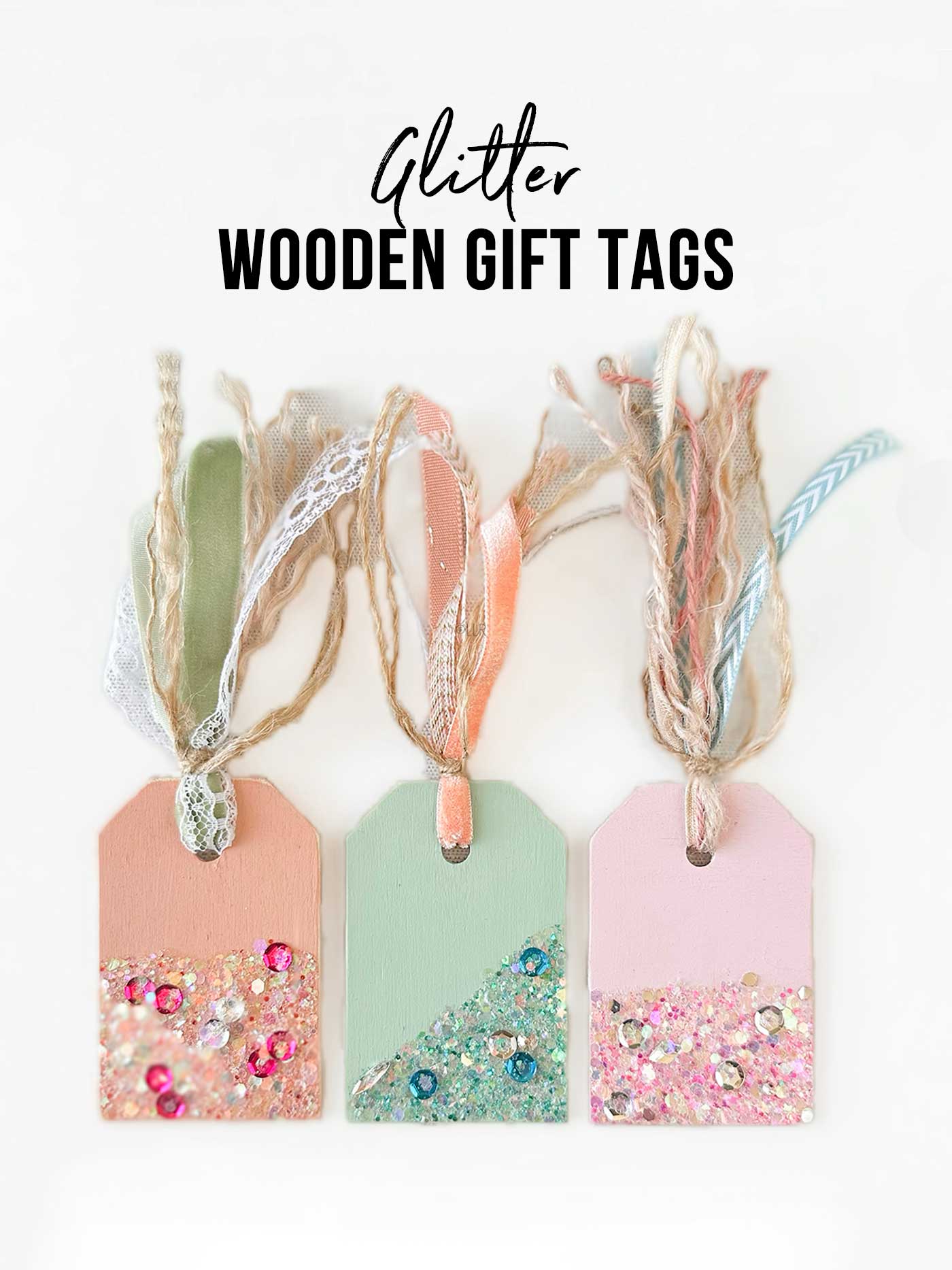 Glitter Wooden Gift Tags