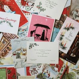 collage of old, vintage christmas cards