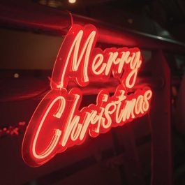 Neon Red Merry Christmas sign