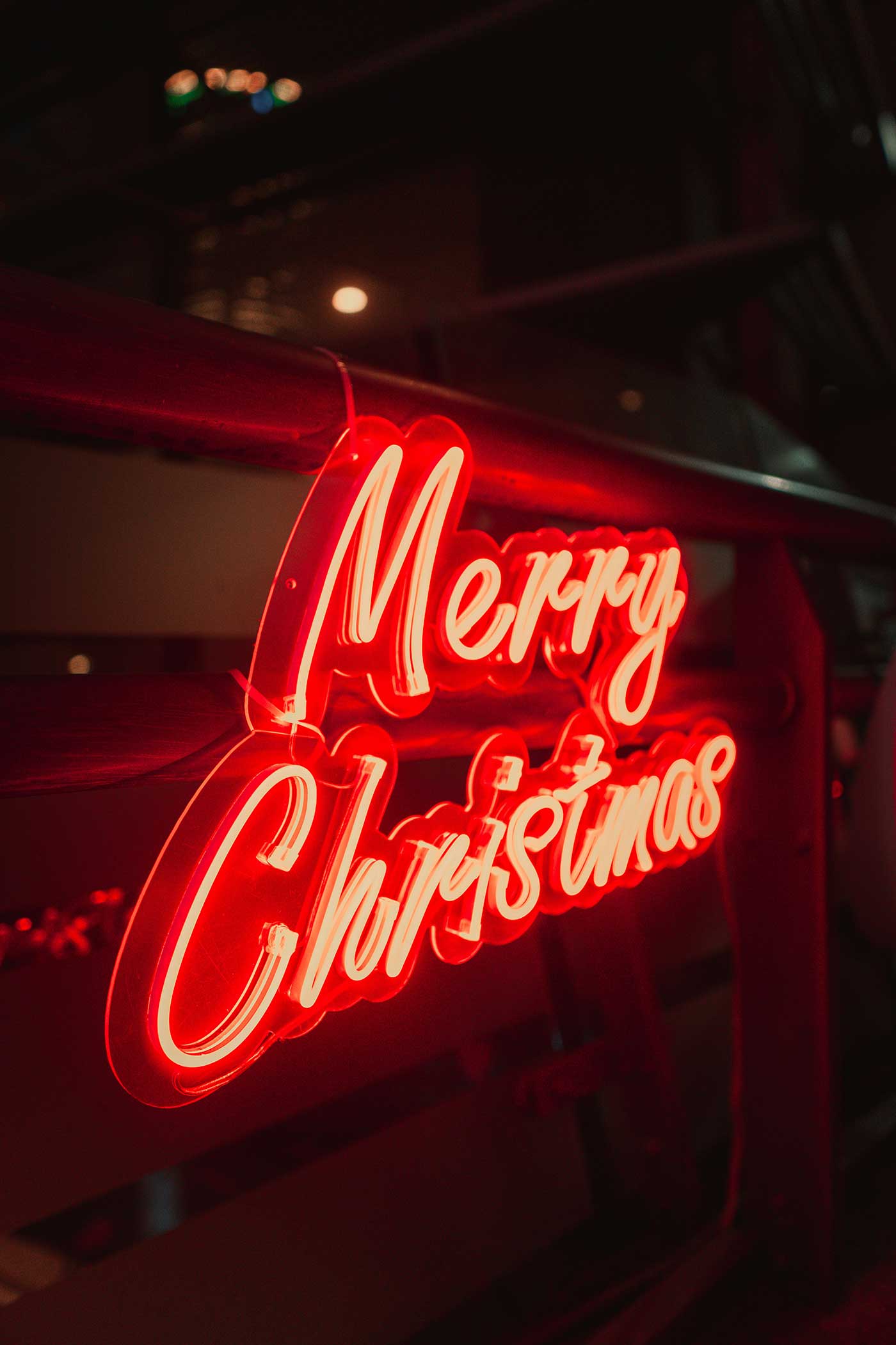 Neon Red Merry Christmas sign