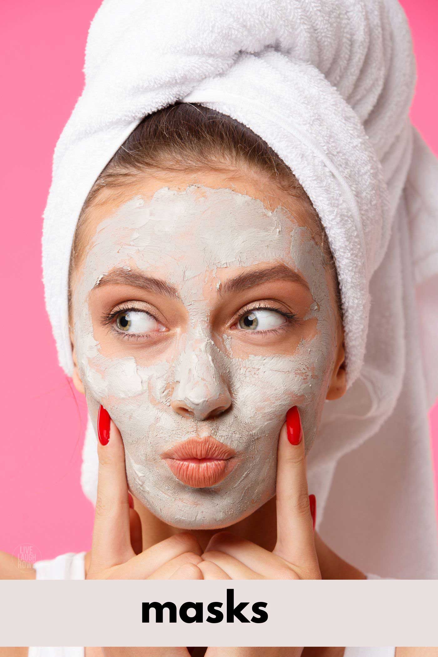 woman with a light green facial mask on her face, her hair is wrapped in a towel. winter skin care tips