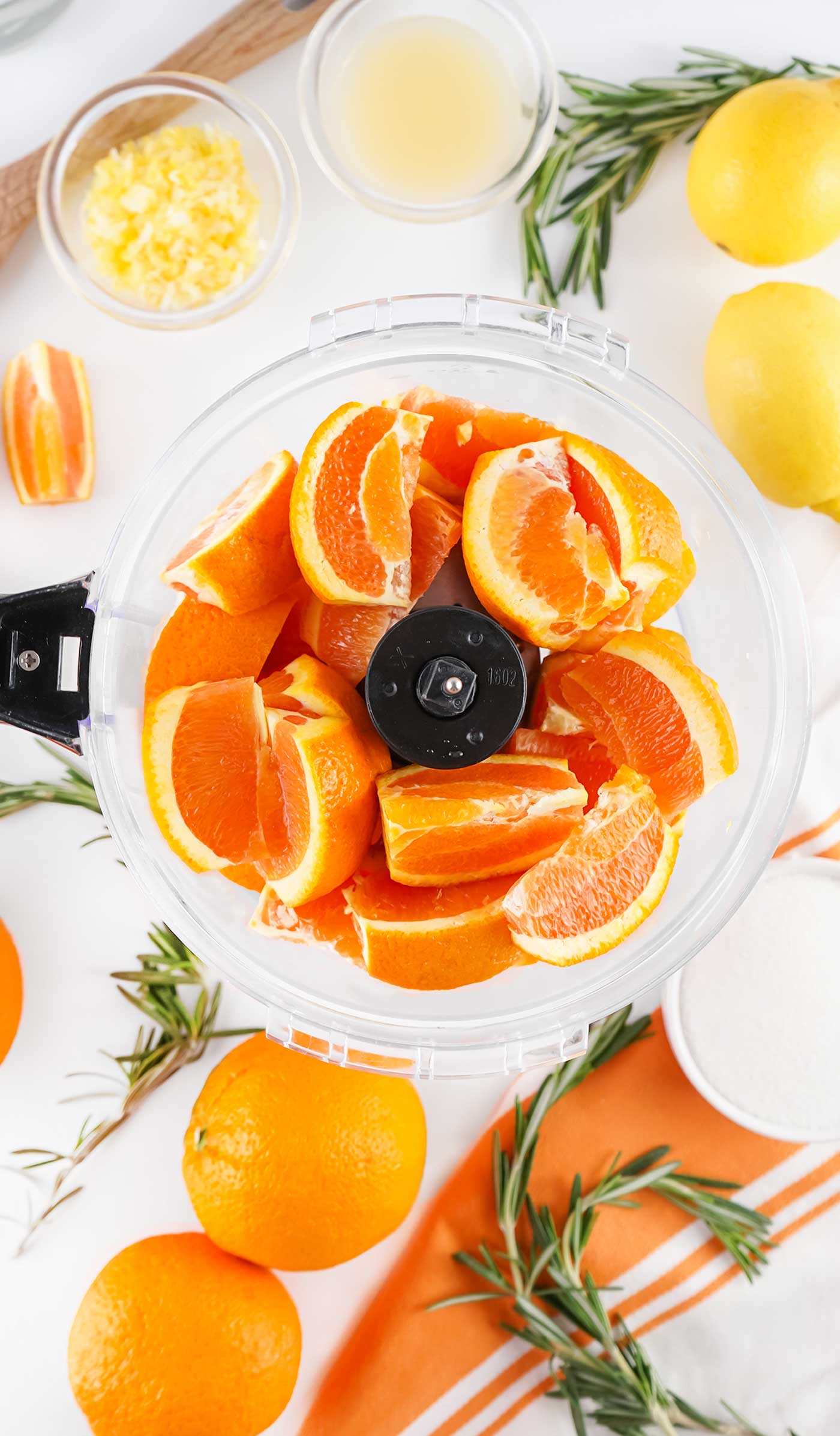 oranges in food processor