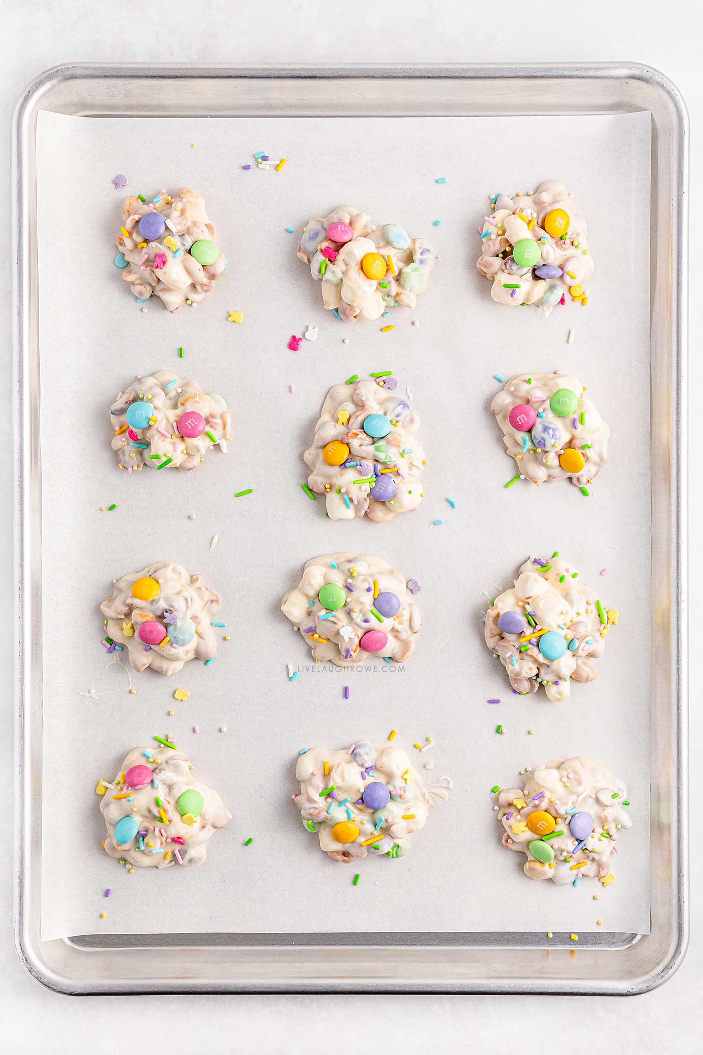 Crockpot Easter Candy with extra candy and Easter sprinkles. 