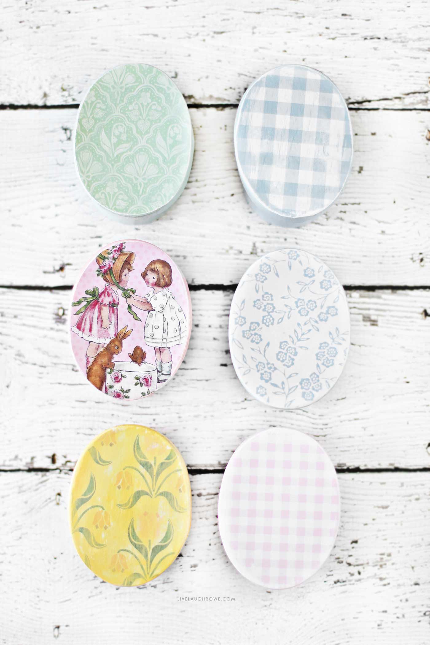 a variety of colorful paper mache easter treat boxes pictured with goodies and gifts inside