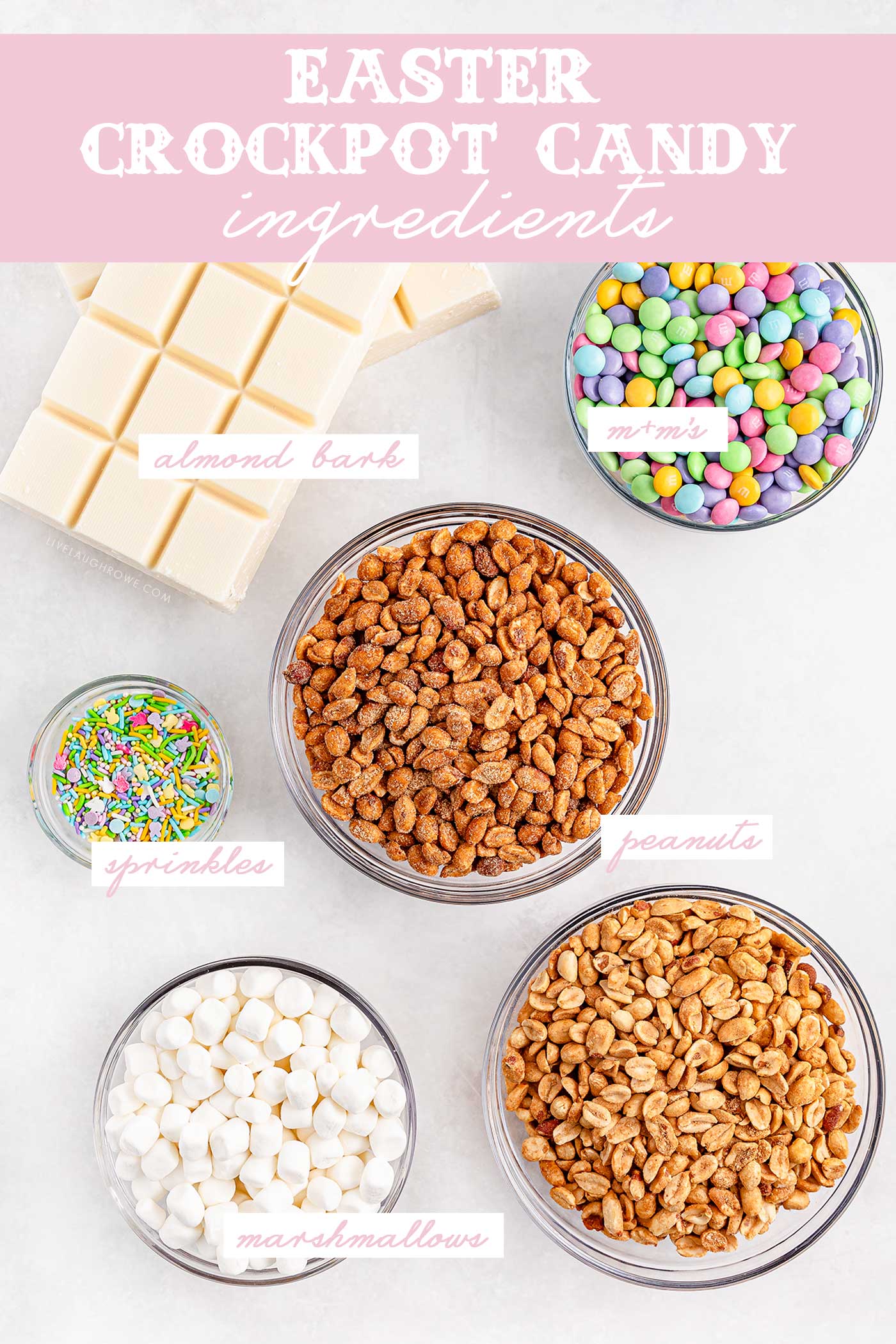 ingredients (with text) for Slow Cooker Easter Candy