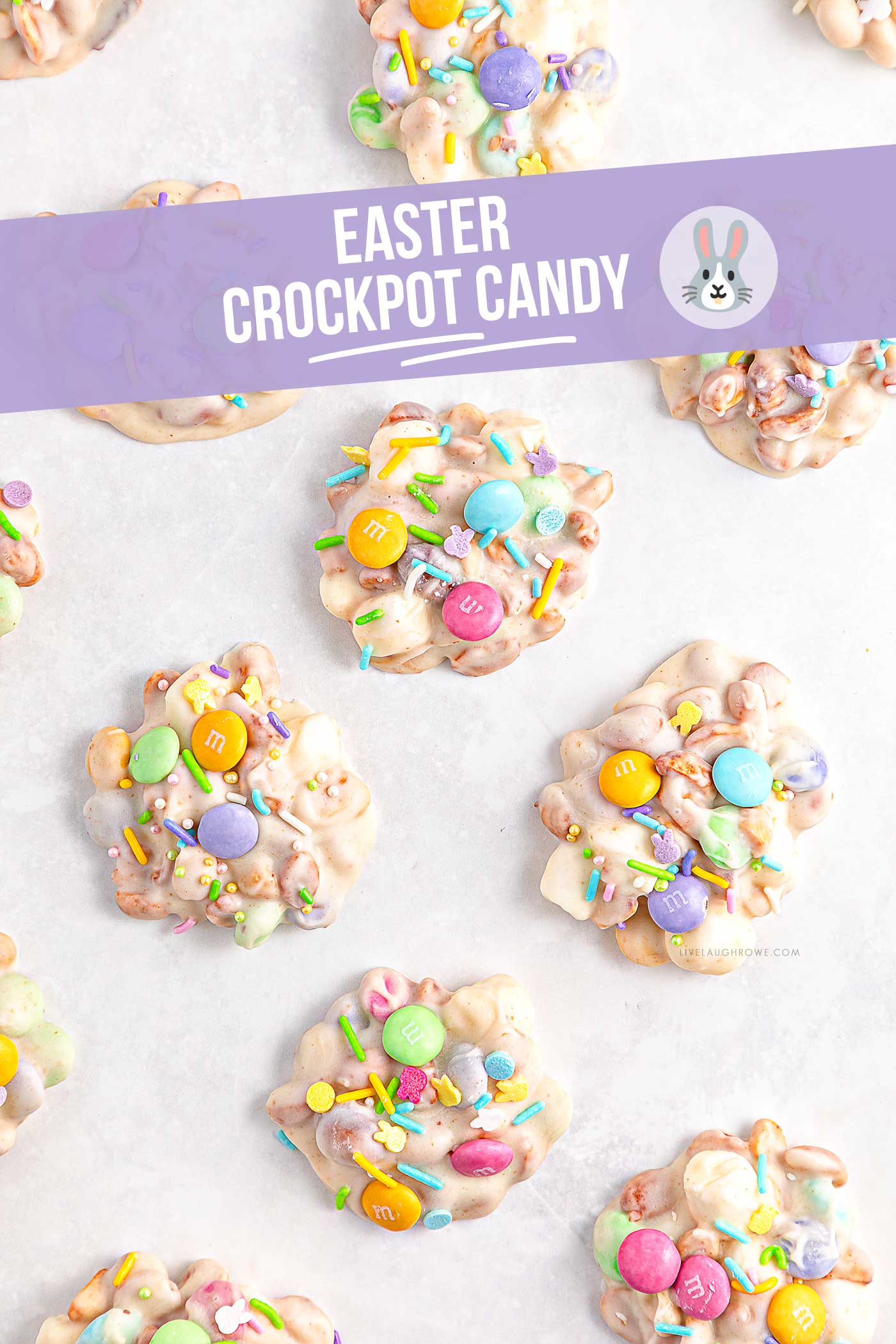 colorful crockpot easter candy on a parchment paper