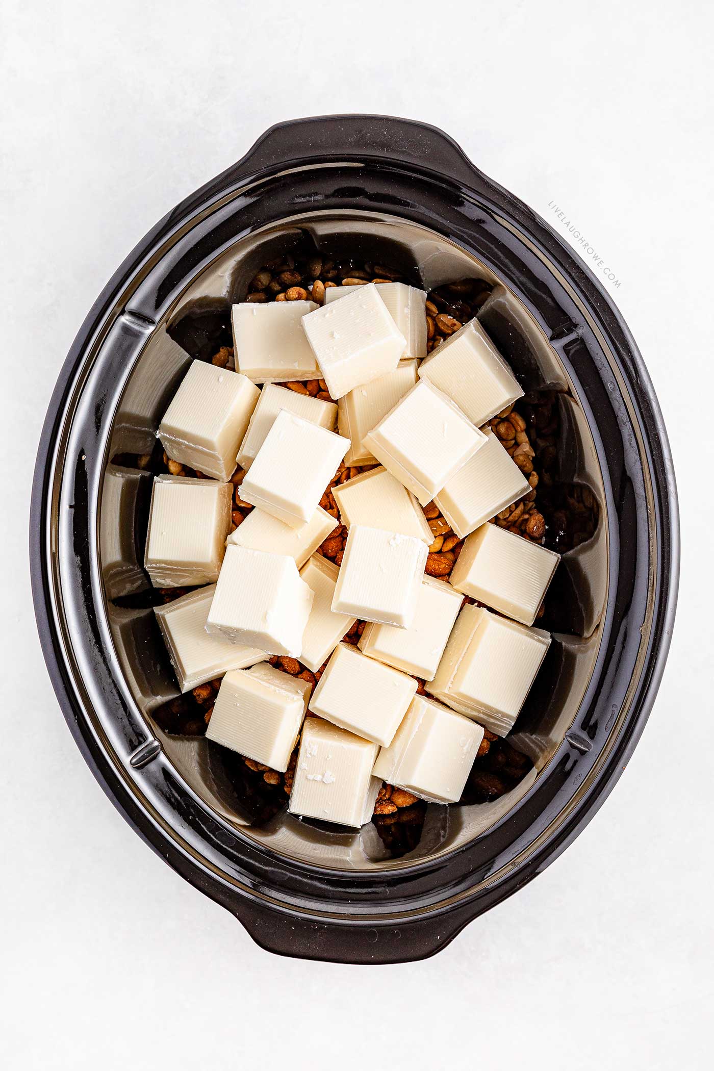 adding almond bark to the crockpot