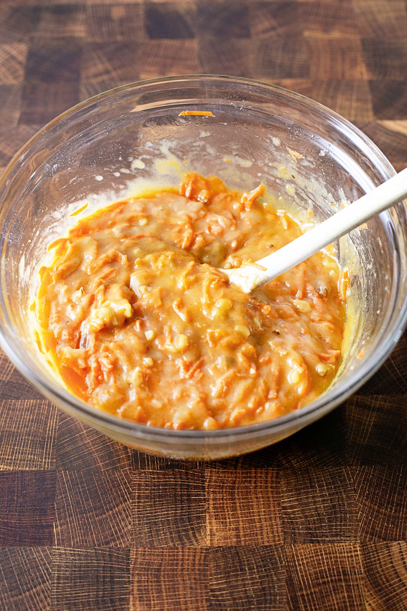 cake mixture in a glass bowl