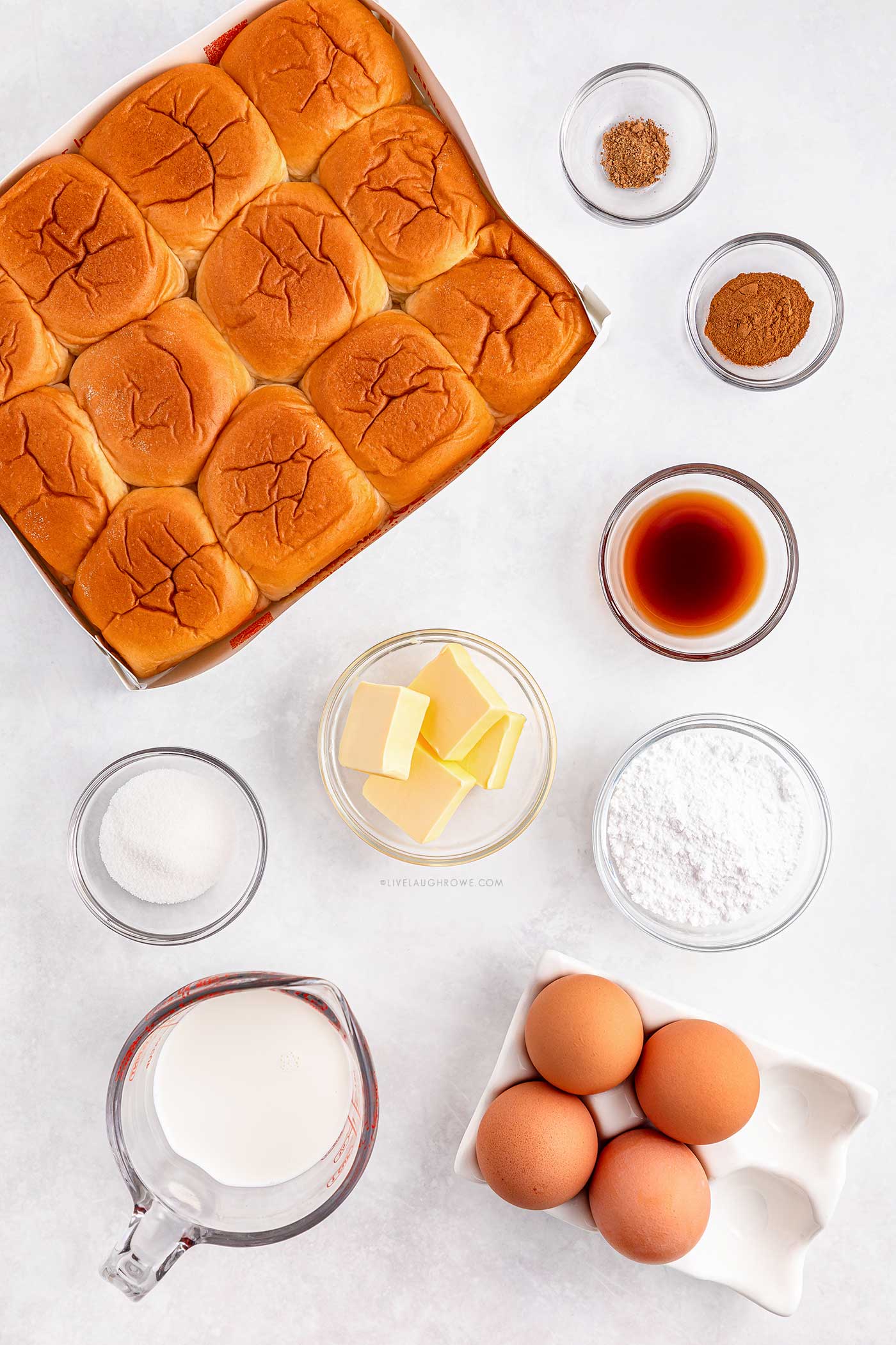 ingredients for a delicious bite size french toast recipe