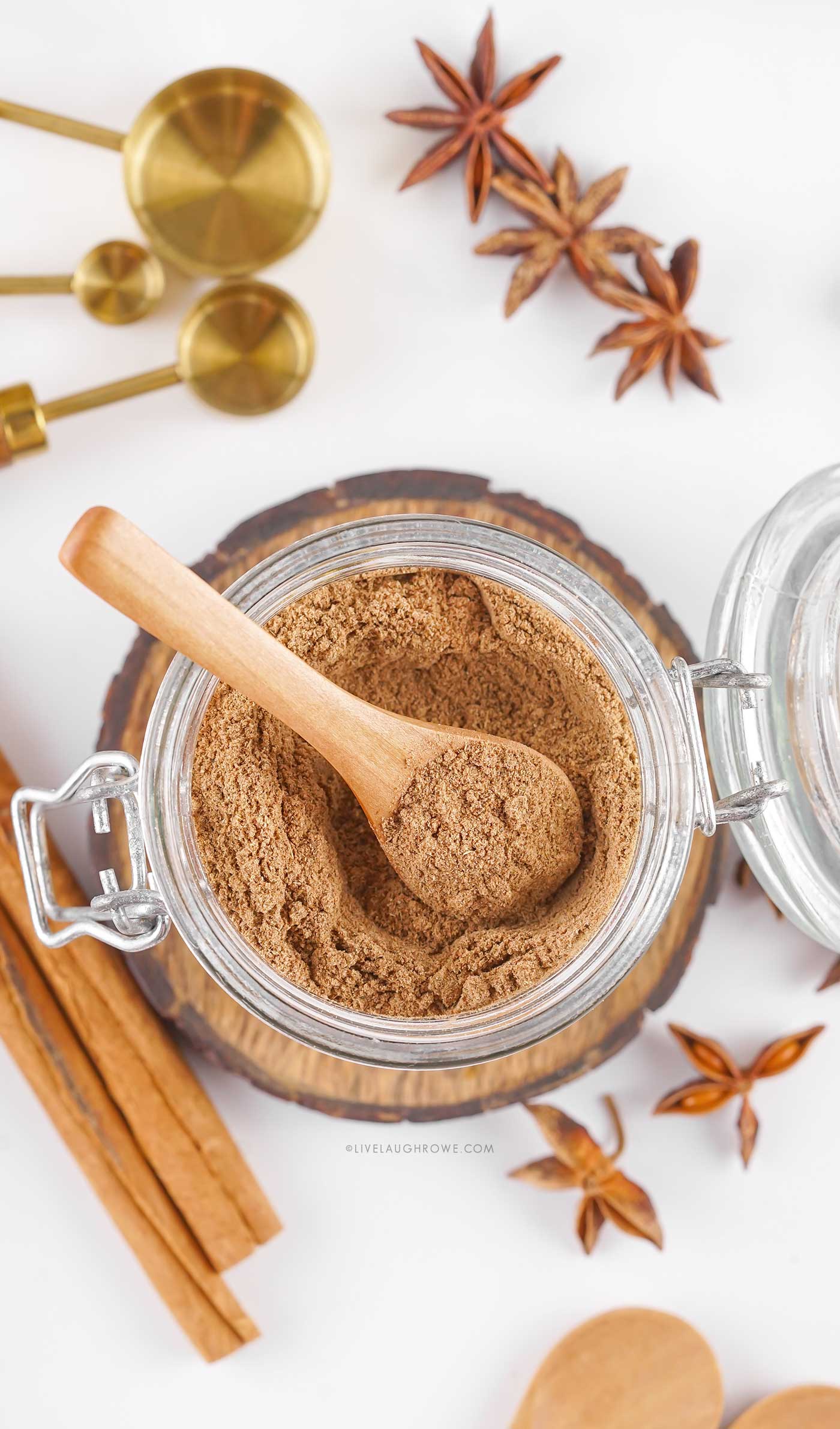 Homemade chai spice in a small jar
