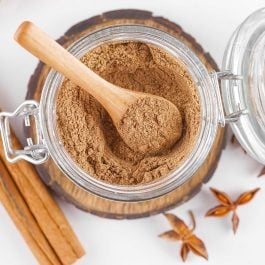 Homemade chai spice in a small jar