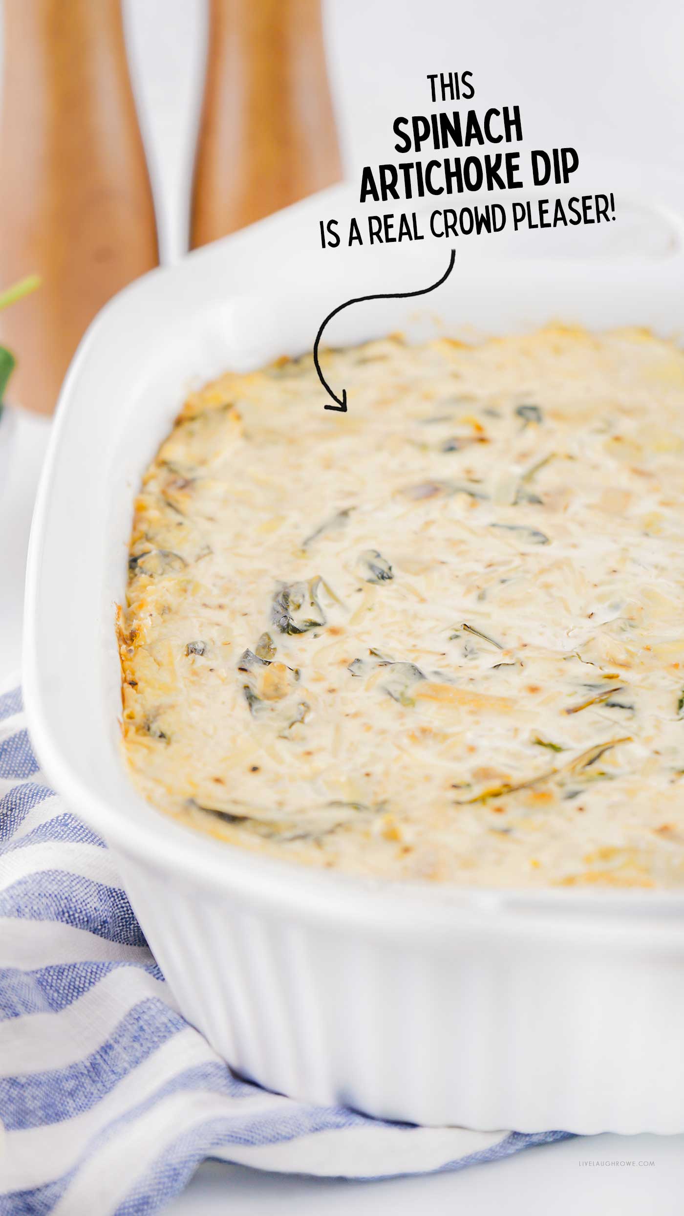 Game day dip baked in a white dish, a crowd-pleasing appetizer.