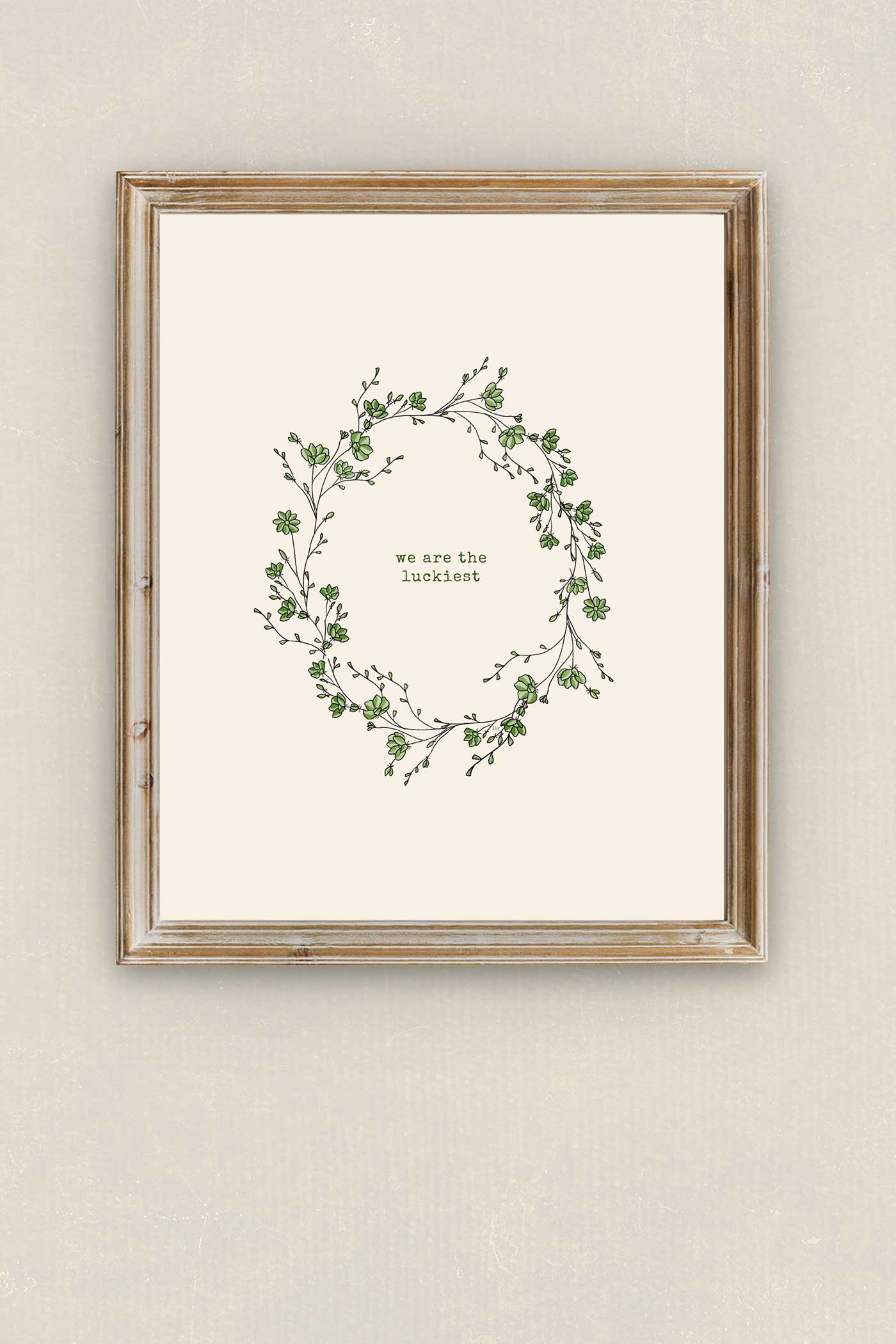 Framed botanical quote printable displayed on a neutral wall