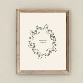 Framed botanical quote printable displayed on a neutral wall