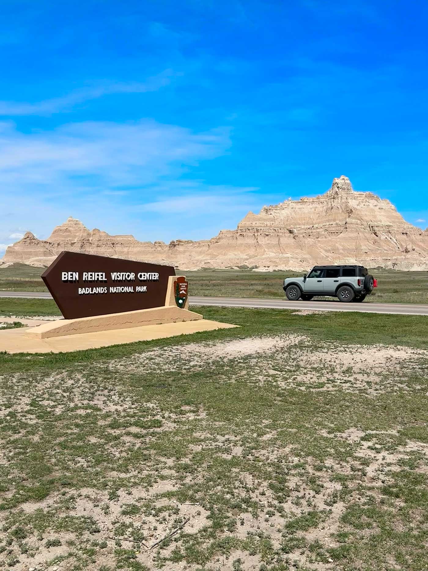 Sign outside the Ben Reifel Visitor Center in Badlands National Park.